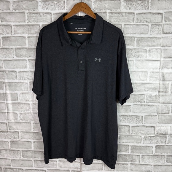 Under Armour The Play Off Polo Charcoal Black Heather Golf Polo Mens 3XL Stretch - Picture 2 of 6